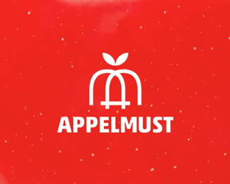 Appelmust logo design: A + M + apple fruit