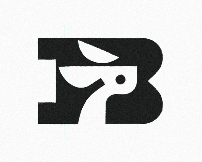 Negative Space Letter B Bunny logo