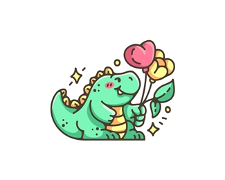 Cute Dino Balloon Logo