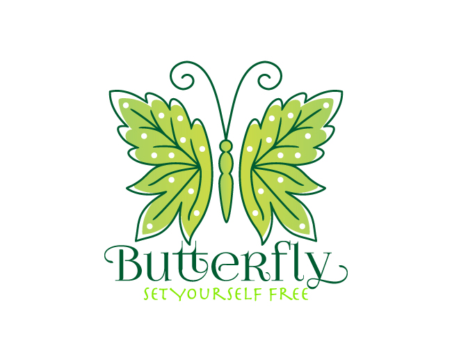 Green Leaf Butterfly Logo