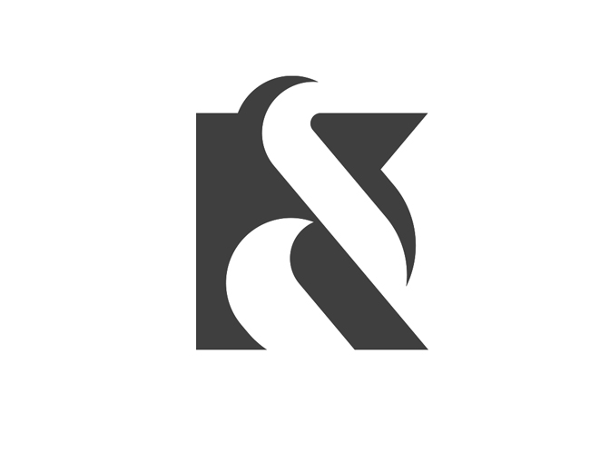 negative space S K monogram typography logo