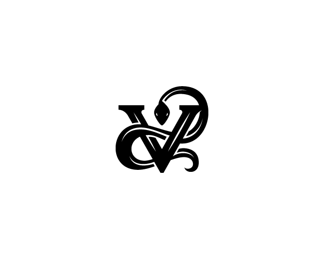 Luxury Letter V With Snake