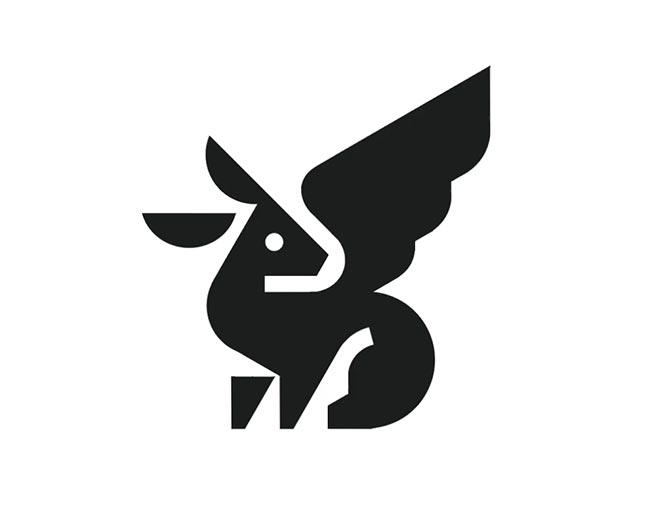 Winged hare logomark design