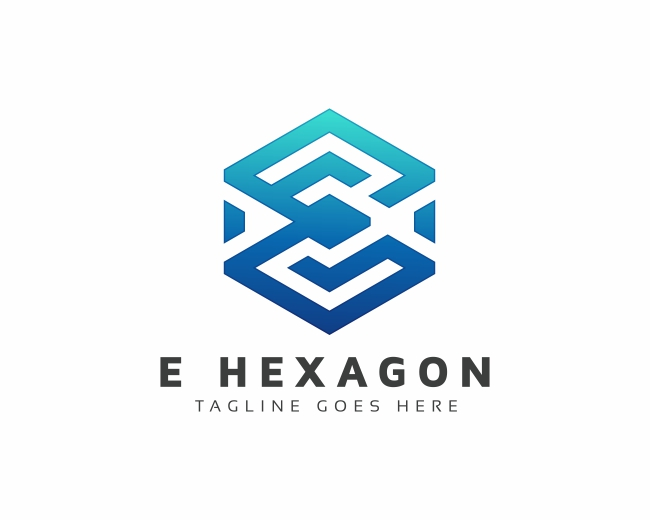 E Letter Hexagon Logo