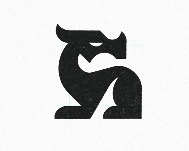 Mythical Wolf Dragon Creature  logomark design