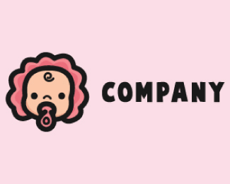 Lovely Baby Head Cartoon Logo Design