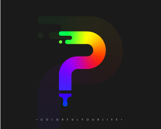 Paint Brush Colorful P Lettermark Gradient Logo