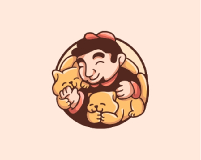 Pet Cat Man Logo