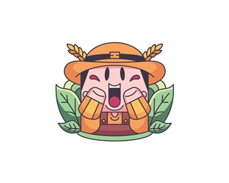 Cute Leaf Farmer Logo