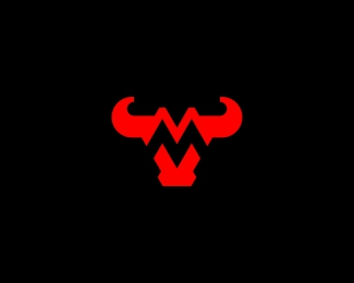 Modern Letter M Bull Head Logo