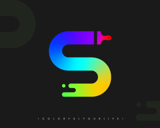 Paint Brush Colorful S Lettermark Gradient Logo