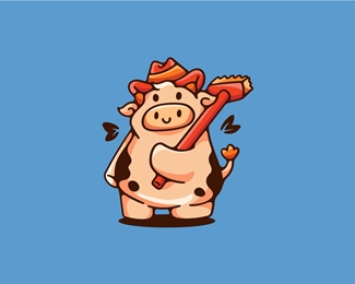 Cleaning Farm Cow Logo